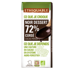 noir dessert 72% de cacao ethiquable bio équitable 