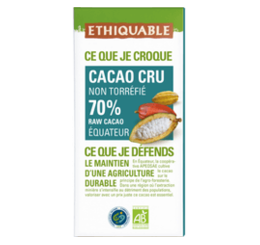 Chocolat Cacao cru 70% de cacao