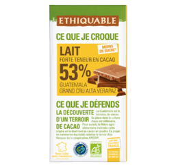 Chocolat au lait 56% de cacao Guatemala grand cru Alta Verapaz