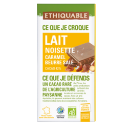 Chocolat au lait noisette caramel beurre salé 42% de cacao