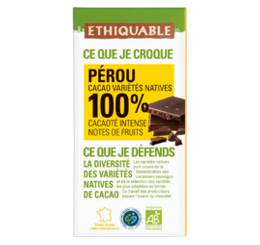 Chocolat noir 100% de cacao Pérou