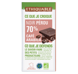 Chocolat noir cafe arabica 70% de cacao