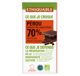 Chocolat noir 70% de cacao Perou grand cru Amazonas