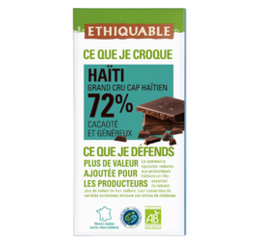 Chocolat noir 72% de cacao Haiti grand cru cap haitien