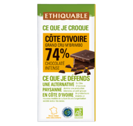 Chocolat noir 74% de cacao Cote d'Ivoire grand cru M'Brimbo