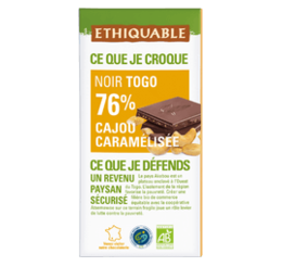 Chocolat noir cajou caramelisee 76% de cacao