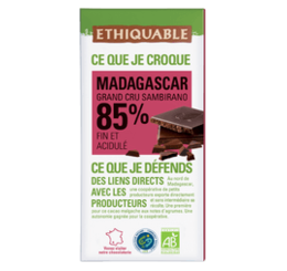 Chocolat noir 85% de cacao Madagascar grand cru Sambirano