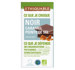 Chocolat noir caramel pointe de sel 65% de cacao
