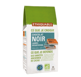 Chocolat noir carres de degustation 65% et 72%