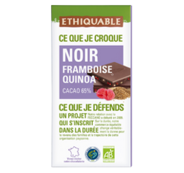 Chocolat noir framboise quinoa 65% de cacao