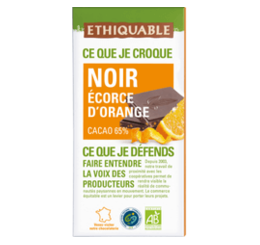 Chocolat noir ecorces orange 65% de cacao