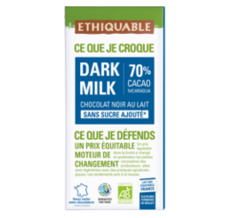 Dark Milk 70% Chocolat noir au lait bio équitable