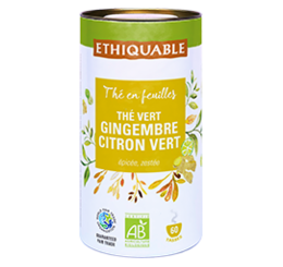 thé vrac en feuille vert gingembre citron vert ethquable équitable bio