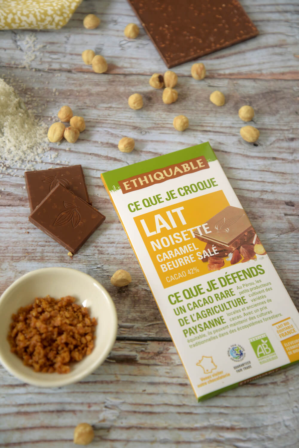 Tablette chocolat au lait noisette caramel beurre salé