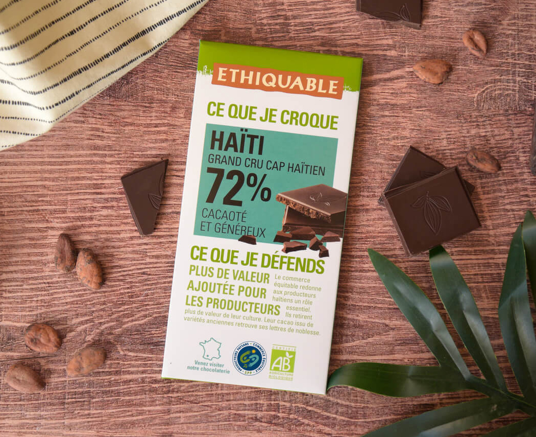 Tablette Chocolat noir 72% de cacao Haiti grand cru cap haitien