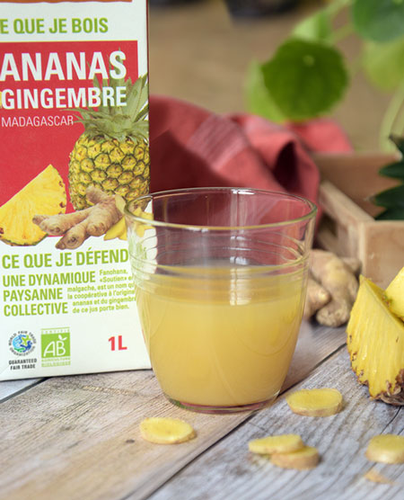 verre pur jus ananas gingembre ethiquable bio equitable